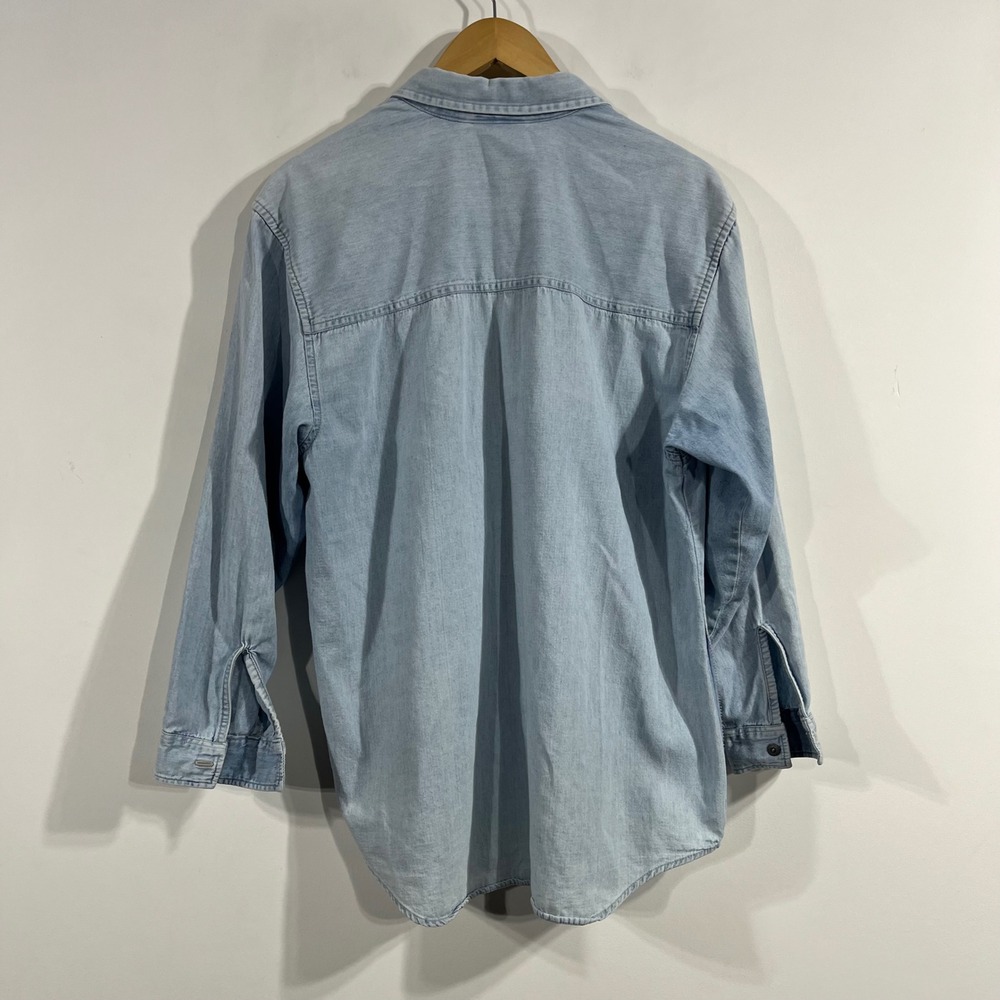 Faded Glory 90s Western Cottagecore Boho Denim Button Down Shirt Womens Medium - Picture 3 of 10